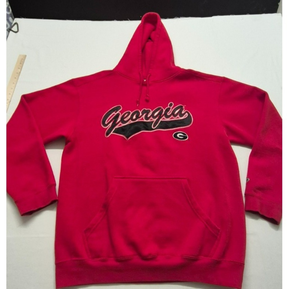 Georgia Bulldogs‎ men's red game day black lettering hoodie front pocket sz L